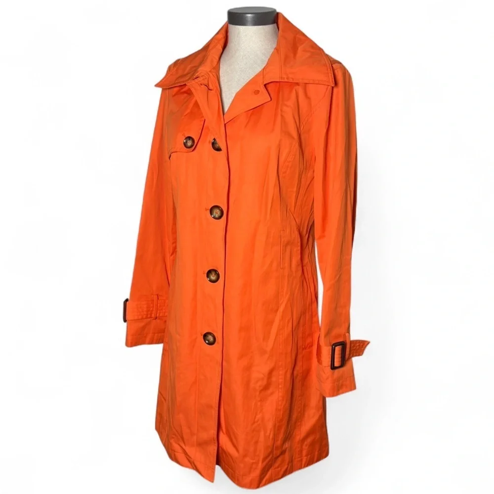 Michael Kors Orange Trench Coat Rain Jacket Womens Medium